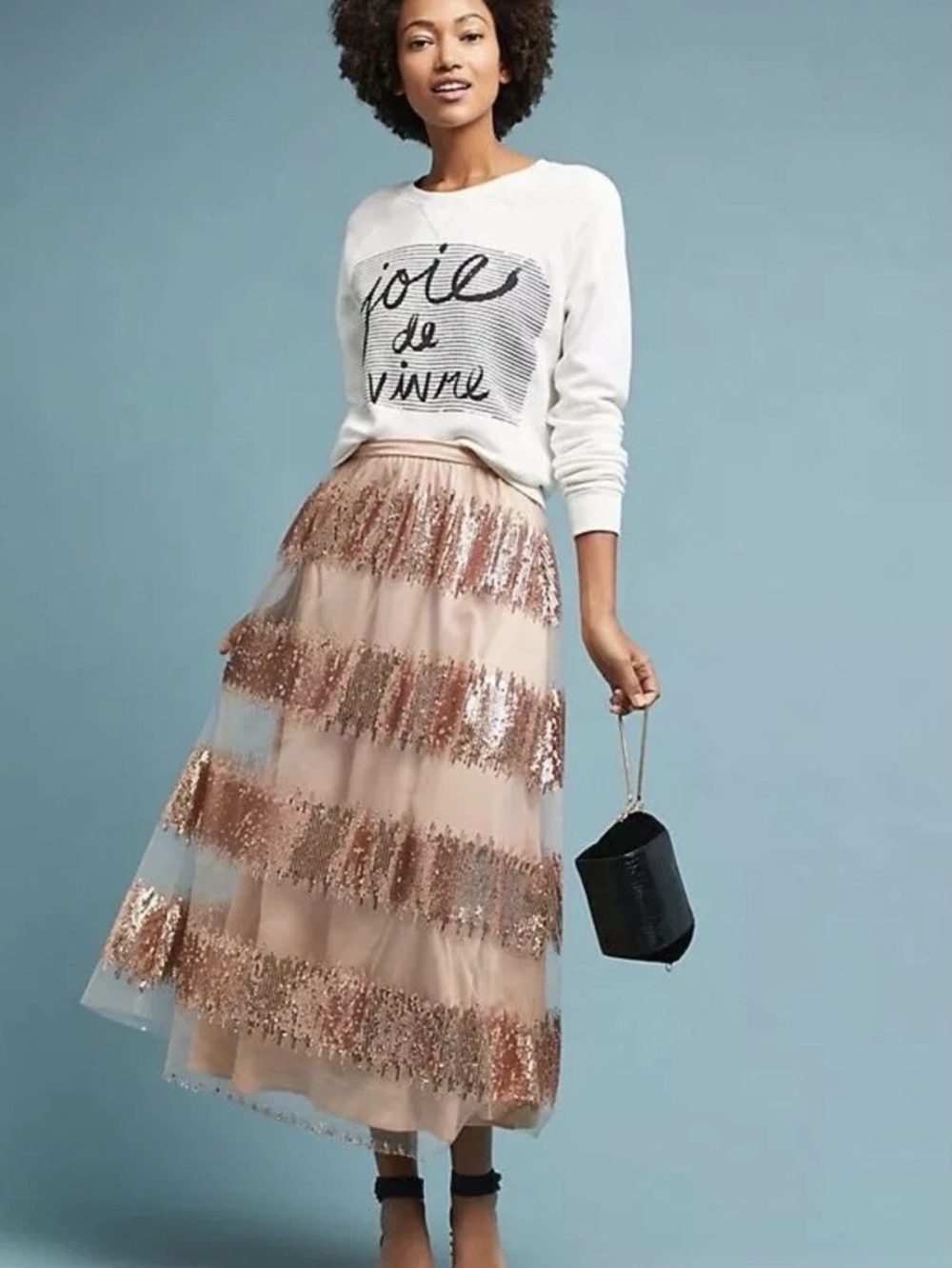 Eva Franco Blush Sequin Revery Maxi Skirt from Anthropologie in Size 0